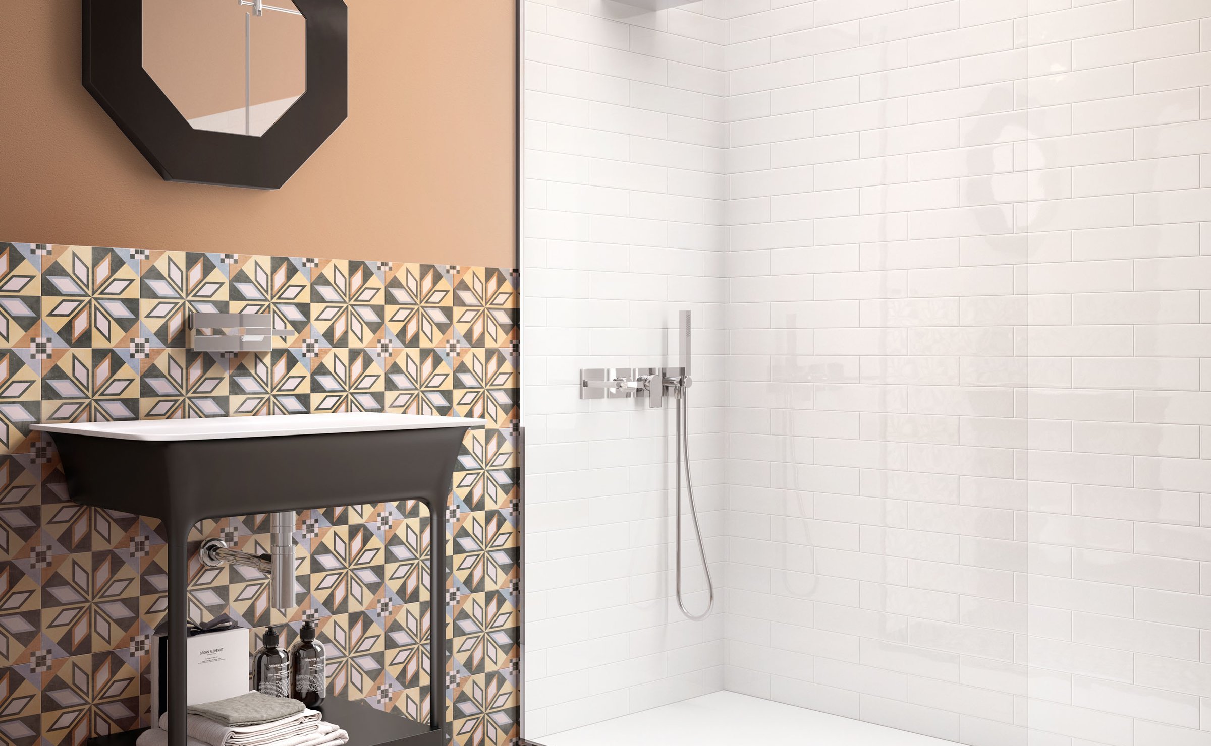 #Ceramic Design #Patchwork #Obklady a dlažby #Koupelna #Retro #bílá #Matná dlažba #Malý formát #1500 a výše #new