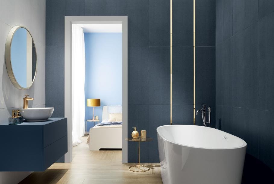 #Tubadzin #House of Tones #Obklady a dlažby #Koupelna #Minimalistický styl #Moderní styl #bílá #modrá #Matný obklad #Velký formát #1000 - 1500 Kč/m2 #new