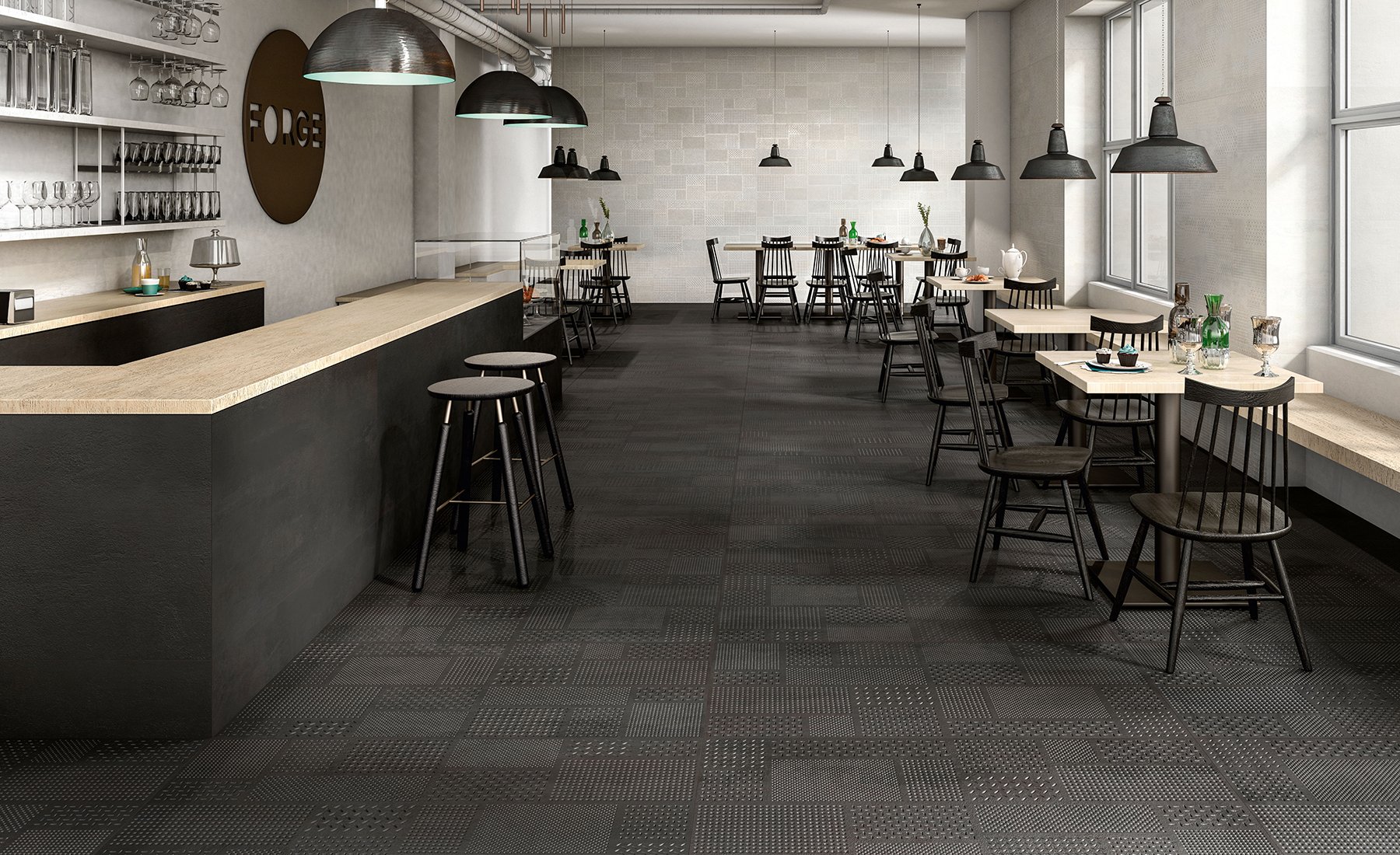 #NovaBell #Forge Metal Dark #Obklady a dlažby #Obchody a restaurace #Minimalistický styl #Technický styl #černá #šedá #Matná dlažba #Velký formát #1000 - 1500 Kč/m2 #new 