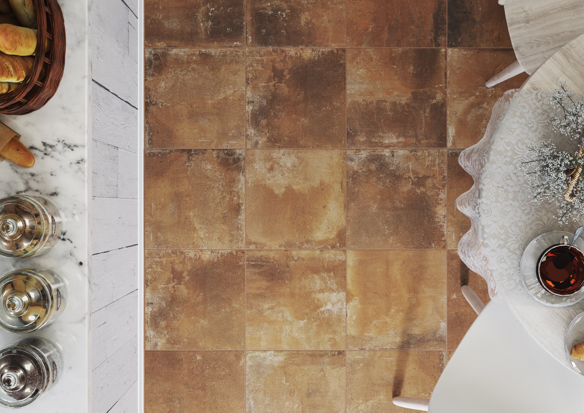 #Terasy a balkony #Střední formát #Bez speciálních úprav - šíře spáry 2 - 6mm #350 - 500 Kč/m2 #béžová #hnědá #šedá #Cerrad #Piatto