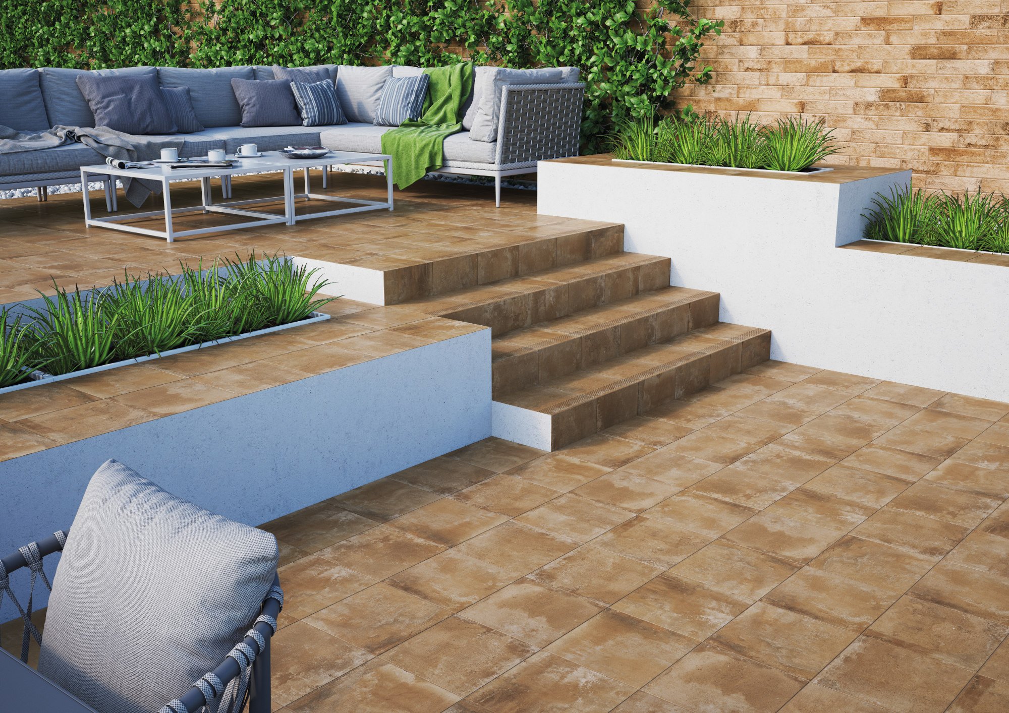 #Terasy a balkony #Střední formát #Bez speciálních úprav - šíře spáry 2 - 6mm #350 - 500 Kč/m2 #béžová #hnědá #šedá #Cerrad #Piatto