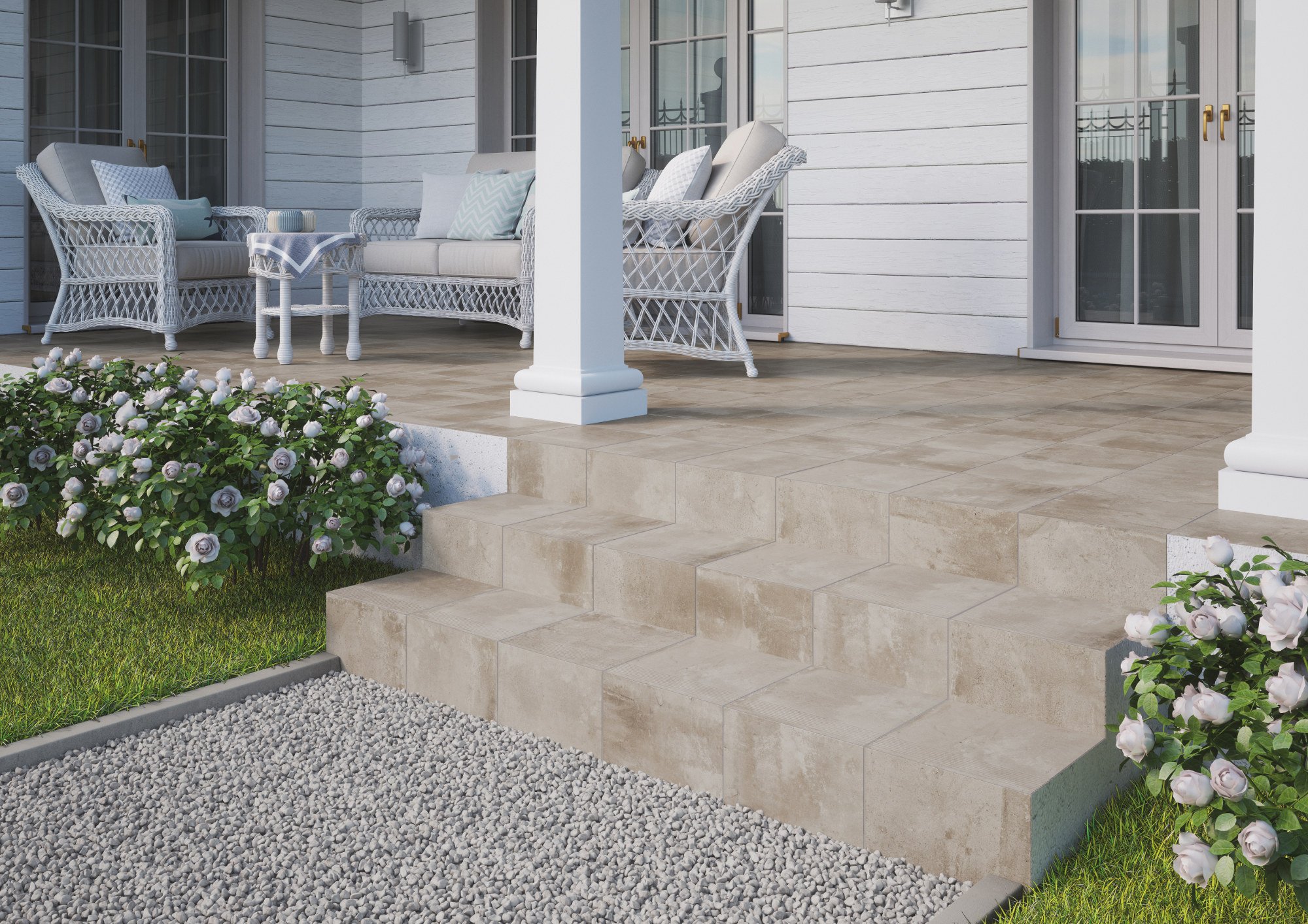 #Terasy a balkony #Střední formát #Bez speciálních úprav - šíře spáry 2 - 6mm #350 - 500 Kč/m2 #béžová #hnědá #šedá #Cerrad #Piatto