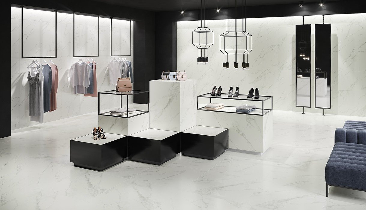 #Opoczno #Calacatta Marble #Obklady a dlažby #Obchody a restaurace #mramor #Klasický styl #Moderní styl #bílá #Lesklá dlažba #Matná dlažba #Extra velký formát #Velký formát #500 - 700 Kč/m2 #700 - 1000 Kč/m2 #new 