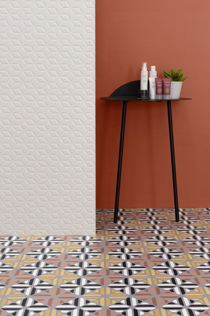 #Ceramic Design #Spring #Obklady a dlažby #Koupelna #Retro #bílá #oranžová #Matný obklad #Velký formát #1500 a výše #new 