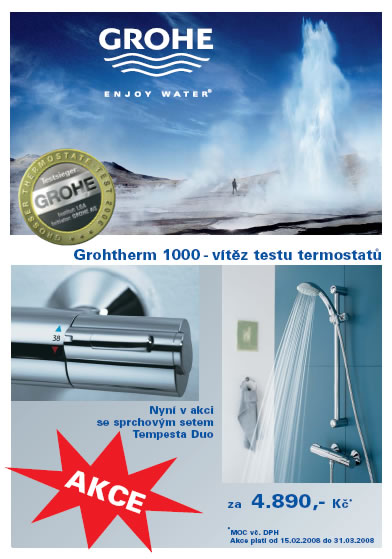 Vybavte svojí sprchu termostatickou baterií Grohtherm 1000!