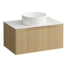 Arun - zásuvkový element 800, s jednou zásuvkou, s výřezem uprostřed, s vrchní deskou Ardesia Bianca