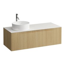 Arun - zásuvkový element 1200, s jednou zásuvkou, s výřezem vlevo, s vrchní deskou Ardesia Bianca vč. otvoru pro baterii