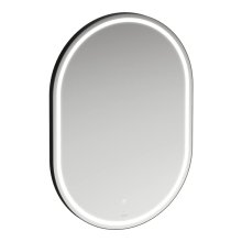 Base 2.0 - zrcadlo ovál 60x85, LED osvětlení, dotykový senzor, rám černý matný