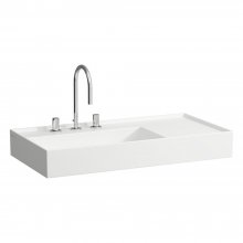 Kartell by Laufen - umyvadlo 90x46, odkládací plocha vpravo, broušená spodní část, otvor pro baterii, se skrytým odpadem