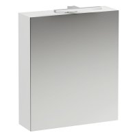 Base - zrcadlová skříňka 60x70 levá s osvětlením a zásuvkou, bílá matná