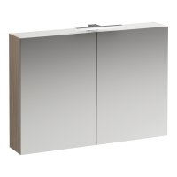 Base - zrcadlová skříňka 100x70 s osvětlením a zásuvkou, světlý jilm