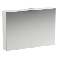 Base - zrcadlová skříňka 100x70 s osvětlením a zásuvkou, bílá lesklá
