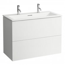 Kartell by Laufen - umyvadlo slim se skříňkou 100x50 pro 2 baterie, bílá matná