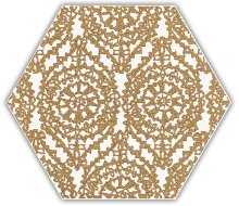 Shiny Lines gold heksagon inserto A - dlaždice šestihran dekor 17,1x19,8 bílá