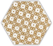 Shiny Lines gold heksagon inserto D - dlaždice šestihran dekor 17,1x19,8 bílá