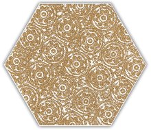 Shiny Lines gold heksagon inserto F - dlaždice šestihran dekor 17,1x19,8 bílá