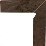 Semir brown cokol schodowy strukturalny prawy - dlaždice sokl schodový pravý 30x8,1 hnědá