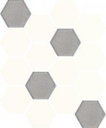 Uniwersalna mozaika prasowana bianco hexagon mix - obkládačka mozaika 25x25,5 bílá