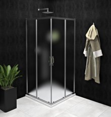 Sprchový kout Sigma Simply čtvercový, posuvné dveře 90x90, sklo brick/leštěný profil