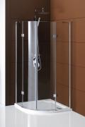 Sprchový kout Legro čtvrtkruhový, dvoudílné dveře 90x90 R55, sklo čiré/leštěný profil