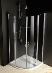 Sprchový kout One čtvrtkruhový, dvoudílné dveře 80x80 R55, sklo čiré/leštěný profil