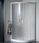Sprchový kout Eterno čtvrtkruhový, dvoudílné dveře 80x80 R55, sklo strip/profil bílý