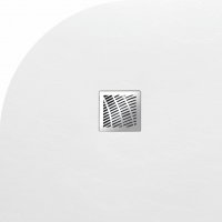 Sprchová vanička Mitia - litý mramor - čtvrtkruhová řezatelná 90x90 R55 cm, bílá profilovaná