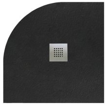 Sprchová vanička Mitia - litý mramor - čtvrtkruhová řezatelná 90x90 R55 cm, černá profilovaná