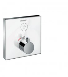 ShowerSelect Glass termostat pod omítku pro 1 spotřebič, bílá/chrom