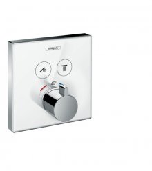 ShowerSelect Glass termostat pod omítku pro 2 spotřebiče, bílá/chrom