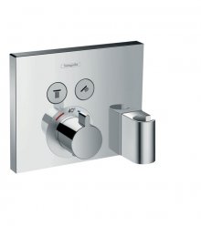ShowerSelect termostat pod omítku pro 2 spotřebiče s přípojkou hadice a sprchovým držákem