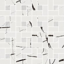 Extra Basket Lev. Scenic White/Pulpis Grey - dlaždice mozaika 30x30 bílá lesk