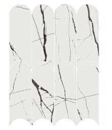Extra Round Scenic White Levigato - dlaždice mozaika 30x37,5 bílá lesk