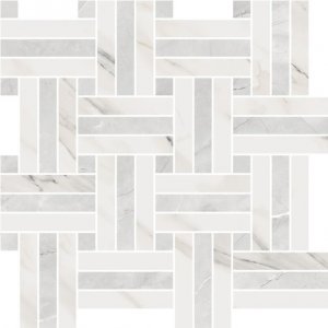 Extra Intreccio Lev. Calacatta Select/Pulpis Grey - dlaždice mozaika 30x30 bílá lesk