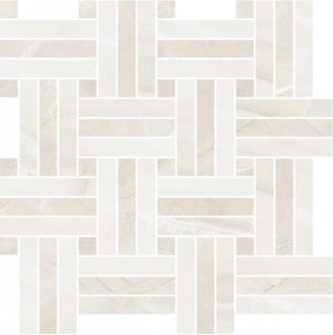 Extra Intreccio Lev. Onice Bianco/Pulpis Beige - dlaždice mozaika 30x30 bílá lesk