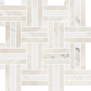 Extra Intreccio Lev. Pulpis Beige/Calacatta Select - dlaždice mozaika 30x30 krémová lesk