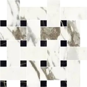 Atelier Basket Supreme Capraia/Marquina Polished - dlaždice mozaika 30x30 bílá lesk