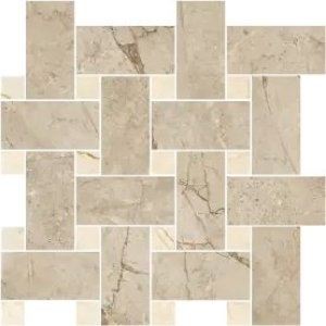 Atelier Basket Shade River/Cozy Marfil Polished - dlaždice mozaika 30x30 hnědá lesk