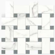 Imperial Intreccio Lapp. Statuario/Grigio Imperiale - dlaždice mozaika 30x30 bílá