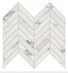 Imperial Chevron Levigato Bianco Apuano - dlaždice mozaika 25,5x29,8 bílá lesk