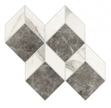 Imperial Mosaico 3D Levigato Bianco Apuano - dlaždice mozaika 28x27 bílá lesk