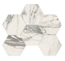 Imperial Esagona Levigato Bianco Arabescato - dlaždice mozaika 29,3x38 bílá lesk
