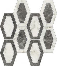 Imperial Losanga Levigato Bianco Carrara - dlaždice mozaika 26x26 bílá lesk
