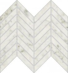 Imperial Chevron Levigato Bianco Carrara - dlaždice mozaika 25,5x29,8 bílá lesk