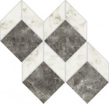 Imperial Mosaico 3D Levigato Bianco Carrara - dlaždice mozaika 28x27 bílá lesk