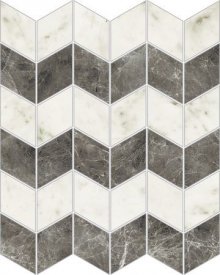 Imperial Zig-Zag Levigato Bianco Carrara - dlaždice mozaika 30x35 bílá lesk