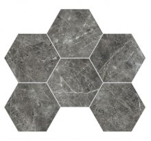 Imperial Esagona Levigato Grigio Visone - dlaždice mozaika 29,3x38 šedá lesk