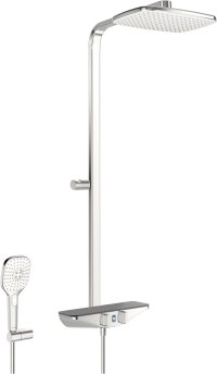 Hansaemotion Wellfit sprchový systém - nástěnná termostatická sprchová baterie, polička antracit