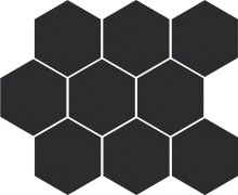 Cambia black lap moz. hex - dlaždice mozaika 33,4 x 27,53 černá lappovaná