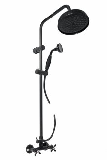 Morava retro Vodovodní baterie sprchová s hlavovou a ruční sprchou, ručka 1, černá matná
